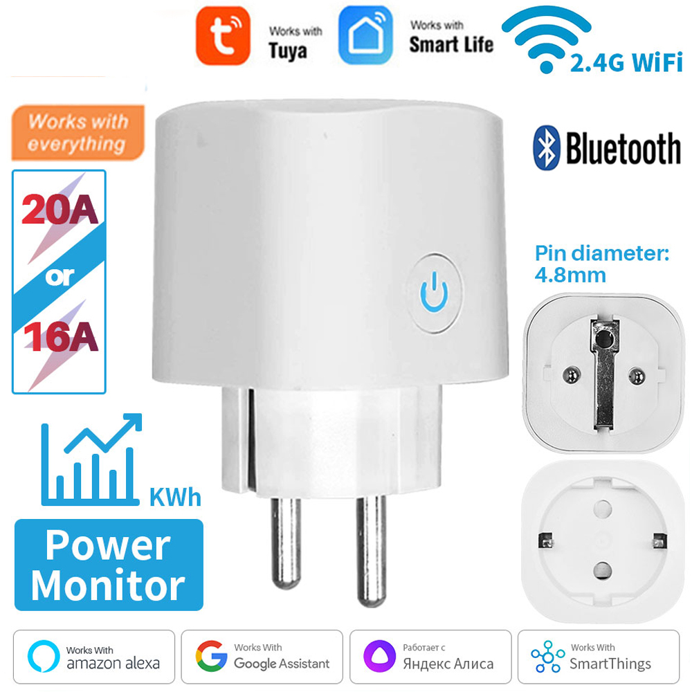 Smart Outdoor Plug - TUYAスマートプラグWiFiソケットEU 16A/20Aに対応、電力モニター、タイミング機能、音声制御、Alexa、Google Homeと連携