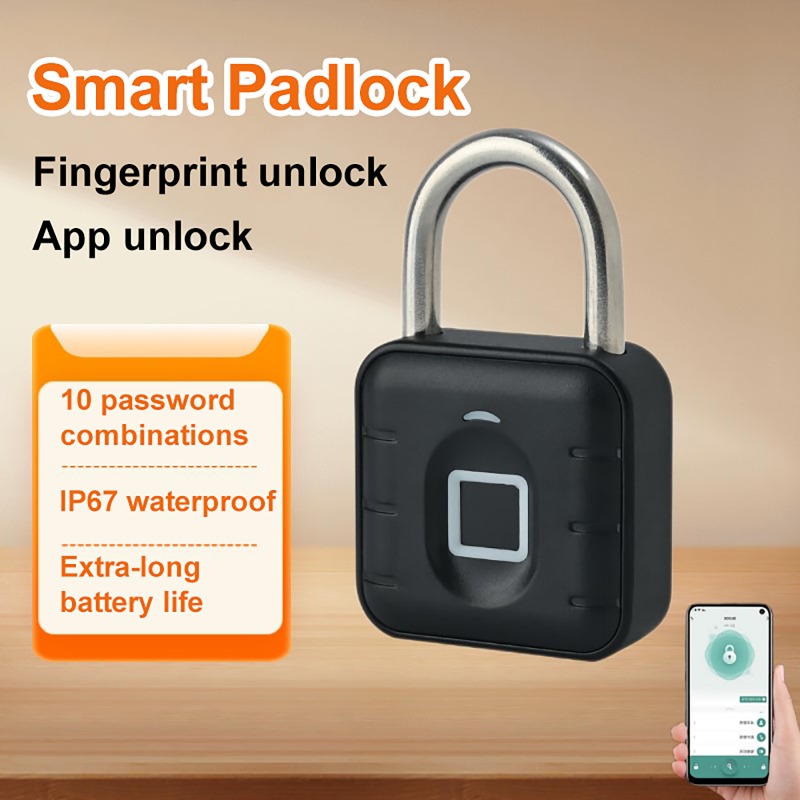 Smart Home Door Lock - Tuya スマート生体認証指紋ドアロック電子 Bluetooth 南京錠荷物クイックロック解除盗難防止南京錠家庭旅行用