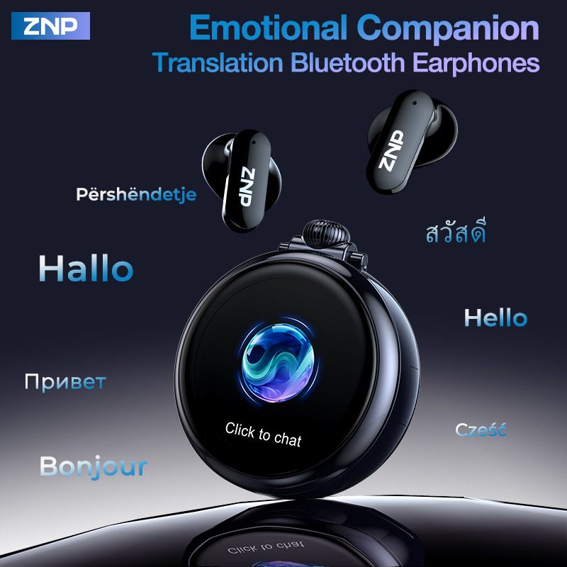 Smart Home Ai - 2026年最新ZNPワイヤレスAI翻訳イヤホン 感情的な仲間 会議アシスタント 旅行翻訳 Bluetoothイヤホン N03