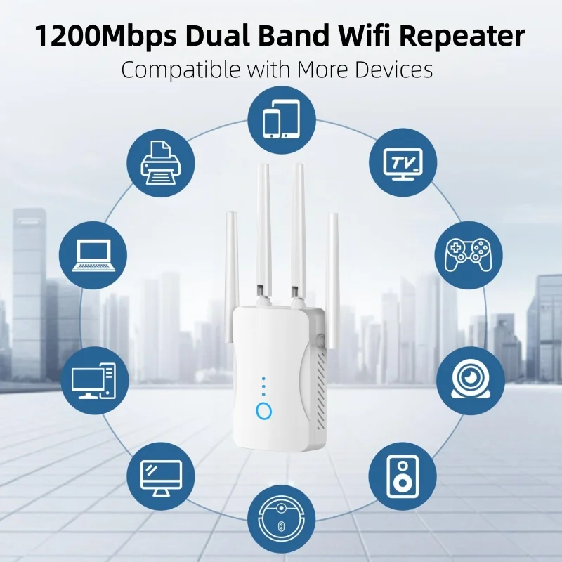 Smart Home Router - 1200Mbps デュアルバンド WiFi リピーター ワイヤレス 2.4G
