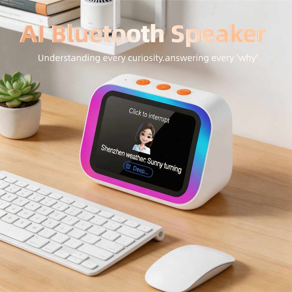 Smart Home Ai - AI Bluetoothスピーカー5.4 AI音声アシスタントHDタッチスクリーンディスプレイ電子アルバム目覚まし時計ハンズフリー通話