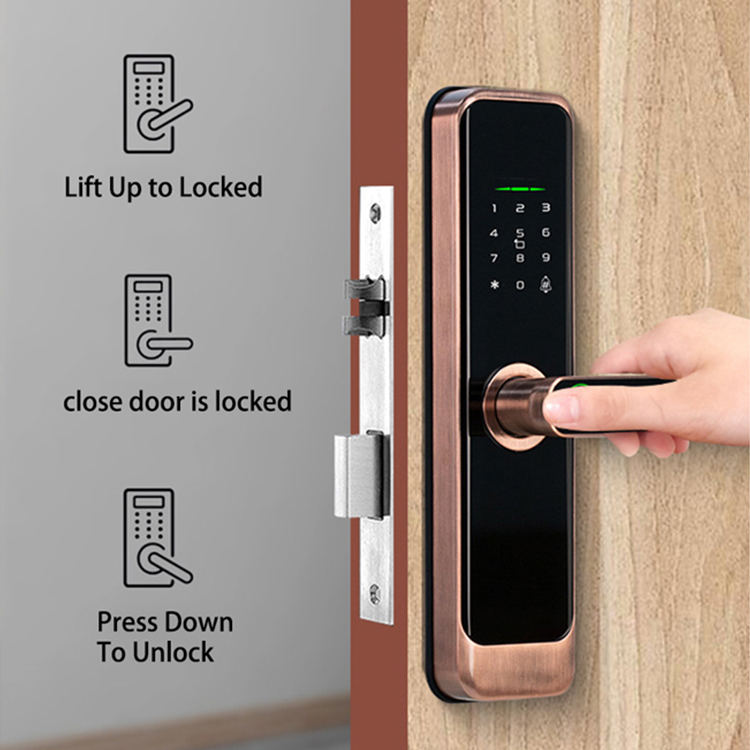 デジタルスマートドアロックパスコード付き木製小型電子ミニ指紋 - Smart Home Door Lock のレビューと価格