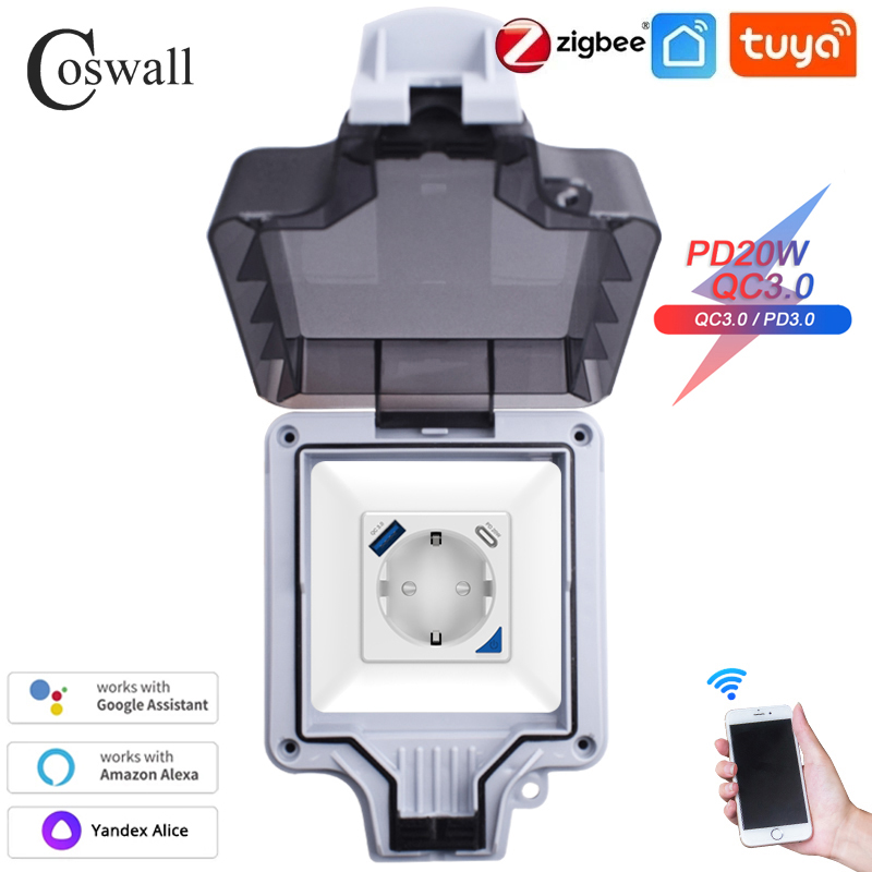 Coswall-防水ip66 EUタイプCおよびデュアルUS - Smart Outdoor Plug のレビューと価格