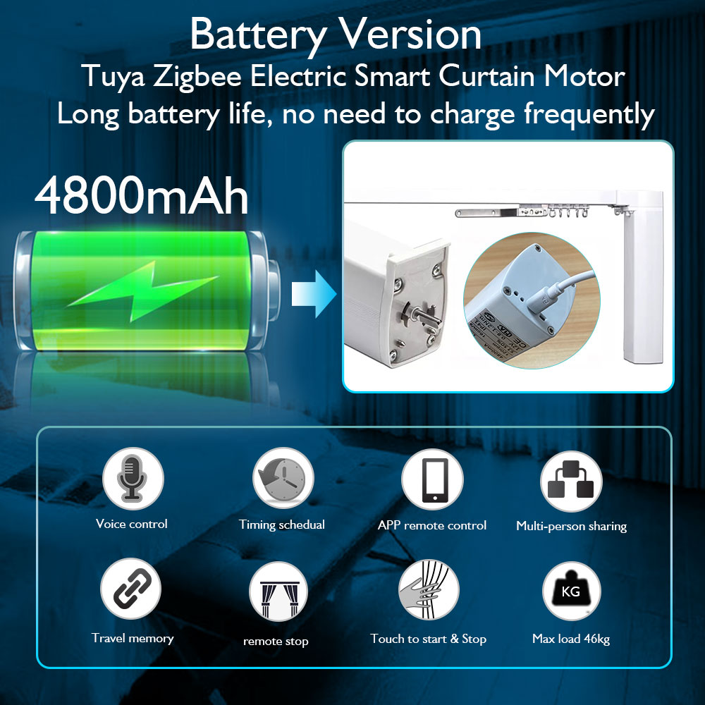 Tuya バッテリー電動カーテンモーター有線無料 ZigBe - Smart Curtain Robot のレビューと価格