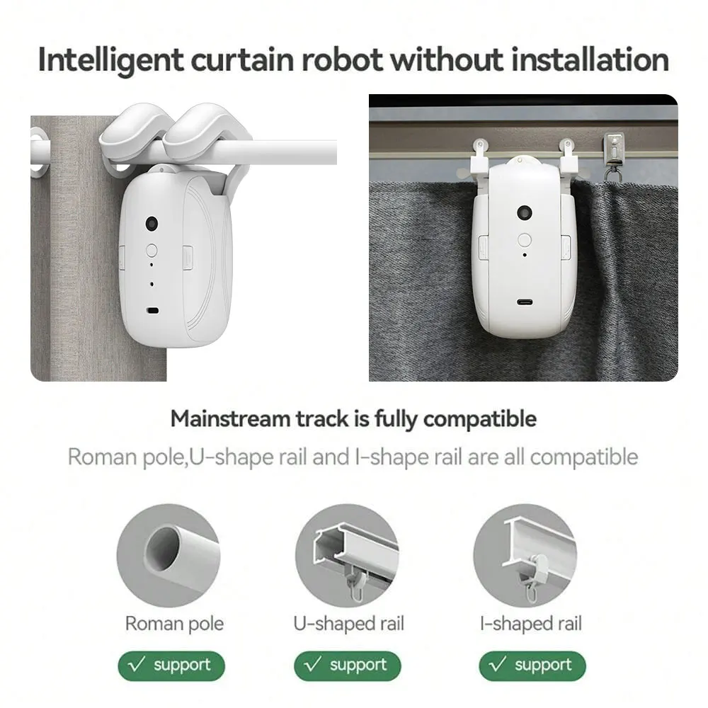 スマートホームカーテンオープナー電子T/Uトラックカーテンモ - Smart Curtain Robot のレビューと価格