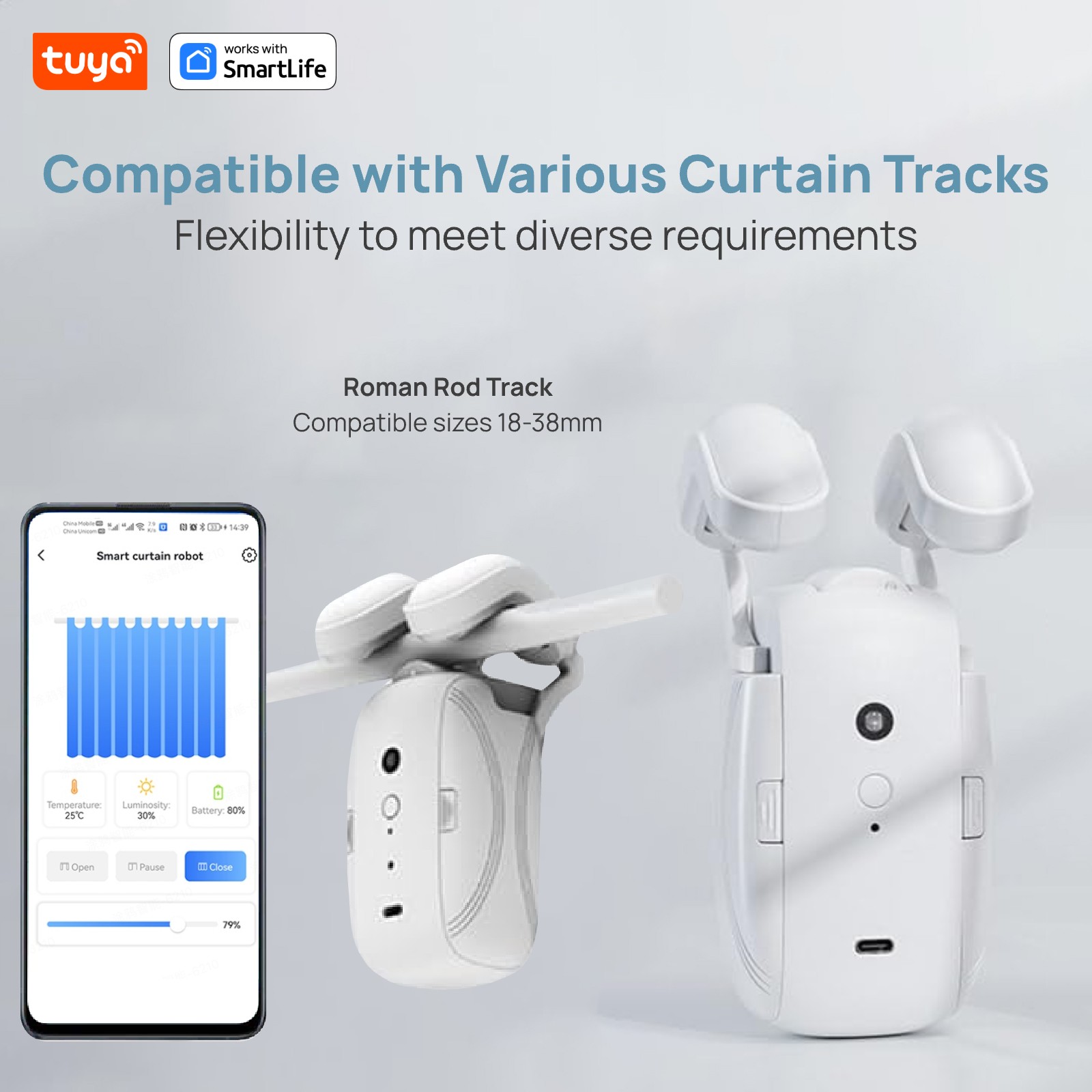 Tuya スマートカーテンロボット（ローマンロッドトラック） - Smart Curtain Robot のレビューと価格