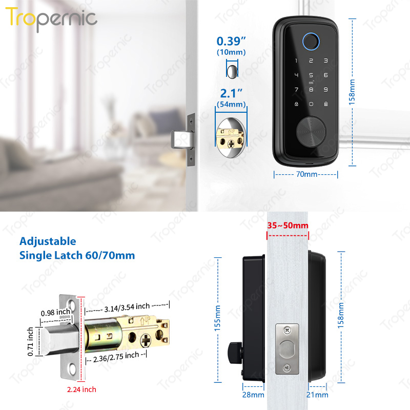 Tuya Zigbeeドアとデッドボルトの生体認証ロック,指 - Smart Home Door Lock のレビューと価格